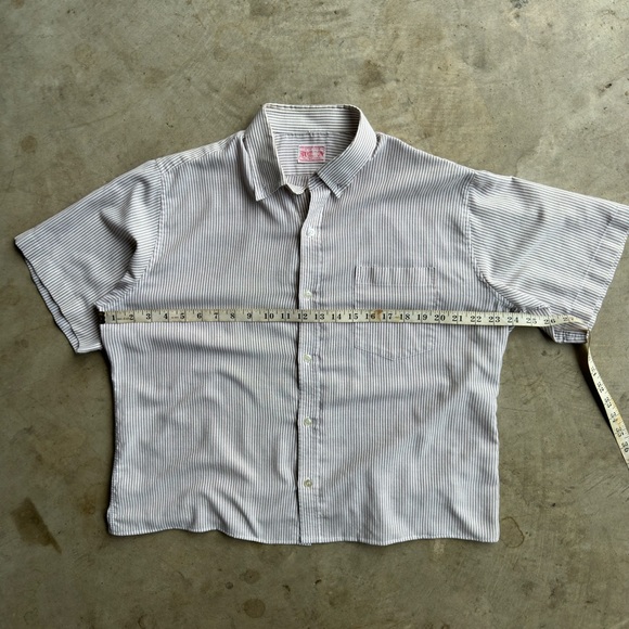 Vintage Cropped Striped Button Down Shirt - M - Picture 4 of 4